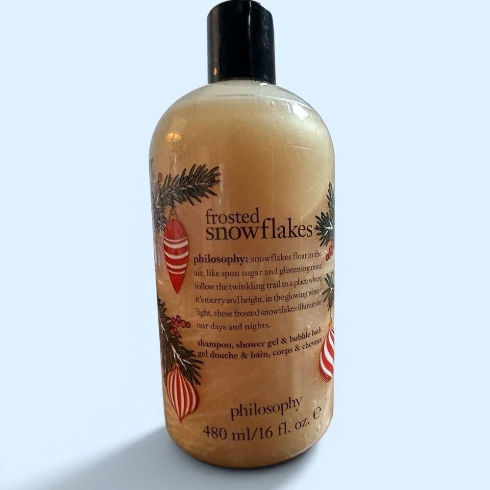 NEW Philosophy Frosted Snowflakes Shampoo, Shower Gel & Bubble Bath 16 fl. oz.